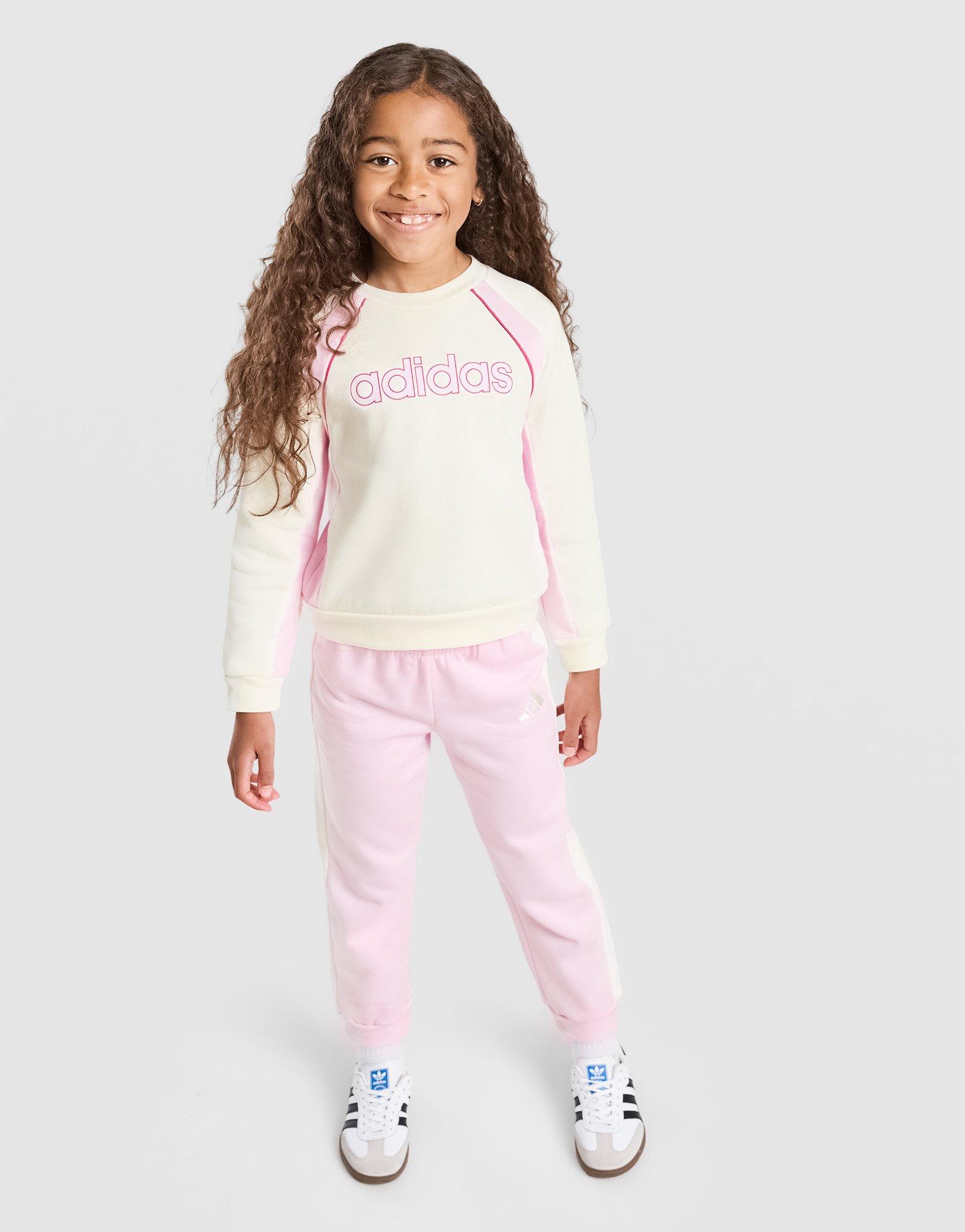 adidas Girls' Linear Colour Block Sweatshirt Children