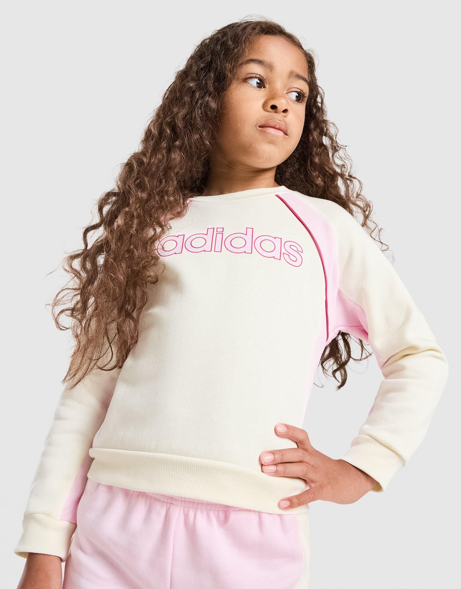 adidas Girls' Linear Colour Block Sweatshirt Children