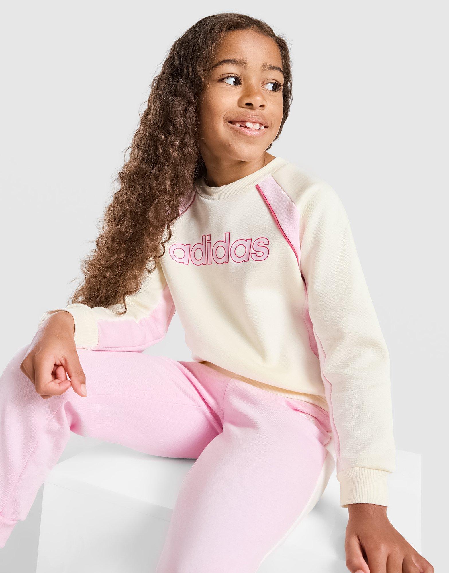 adidas Girls' Linear Colour Block Sweatshirt Children