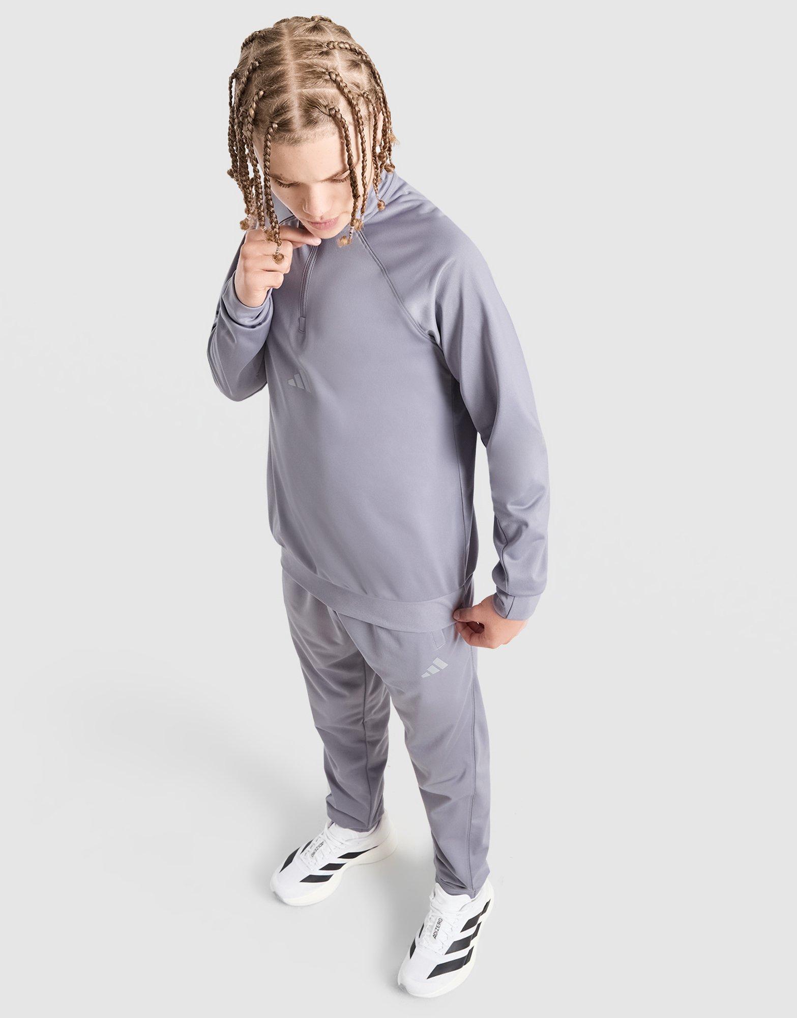 adidas Poly Pipe 1/4 Zip Tracksuit Junior