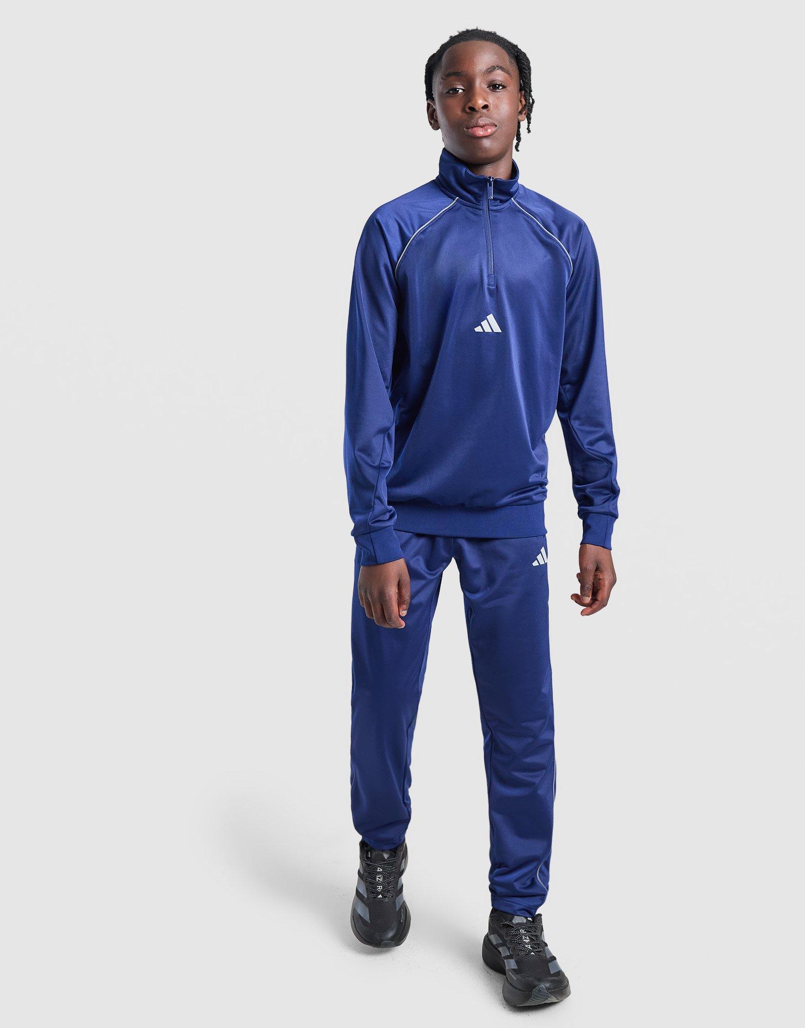 adidas Poly Pipe 1/4 Zip Tracksuit Junior