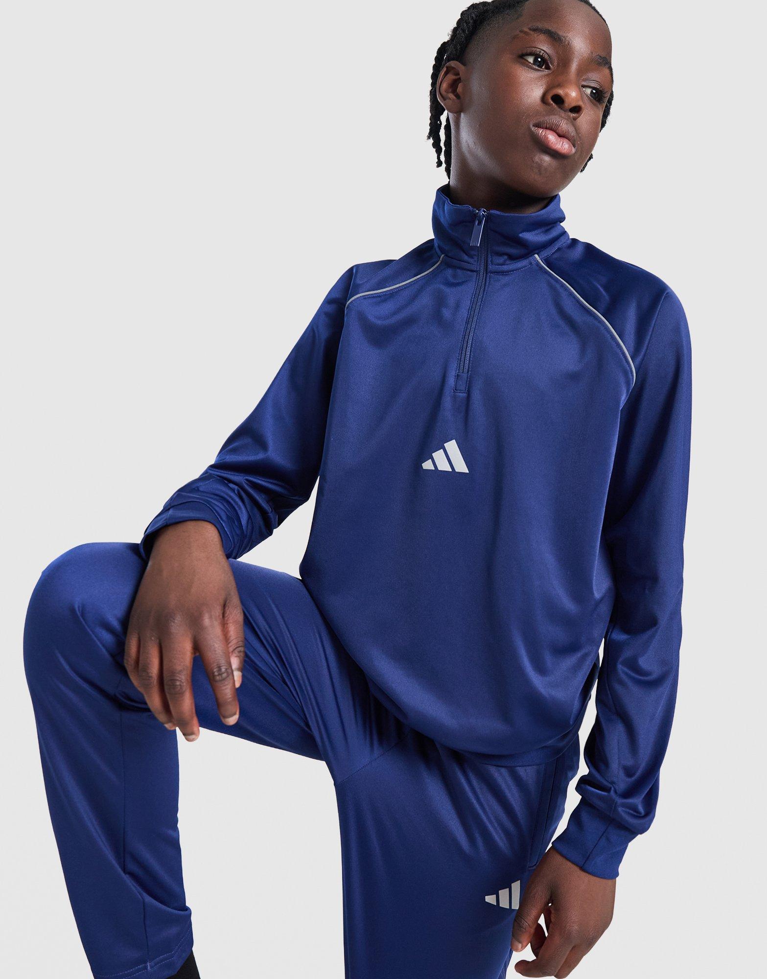 adidas Poly Pipe 1/4 Zip Tracksuit Junior