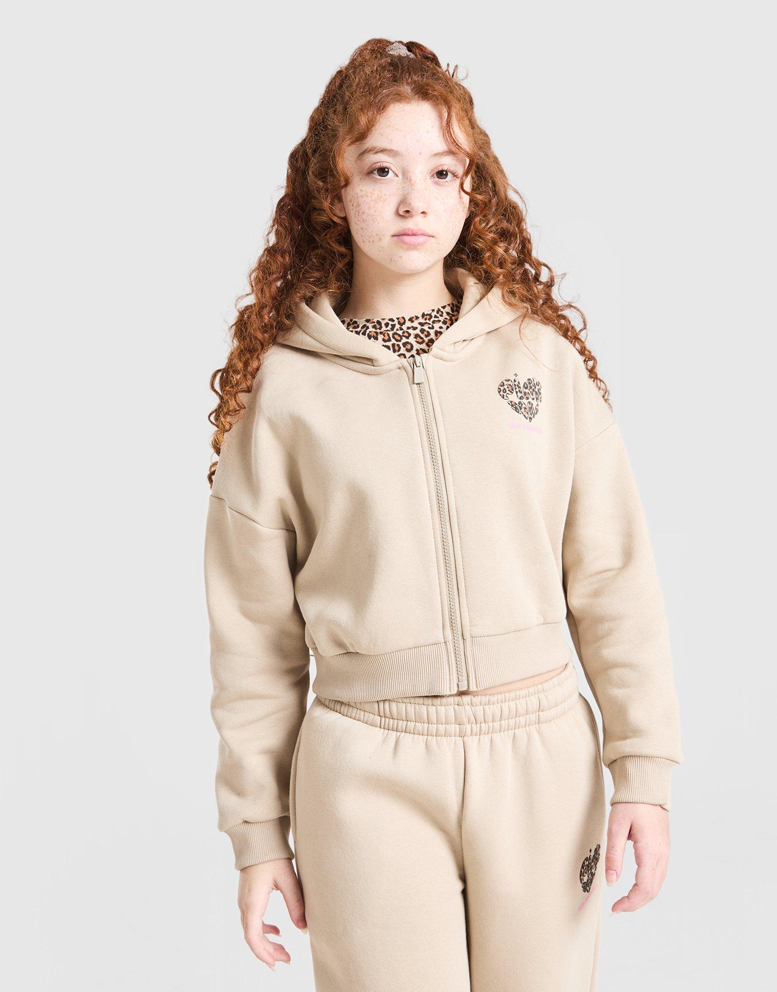 Pink Soda Sport Girls' Leopard Crop Hoodie Junior