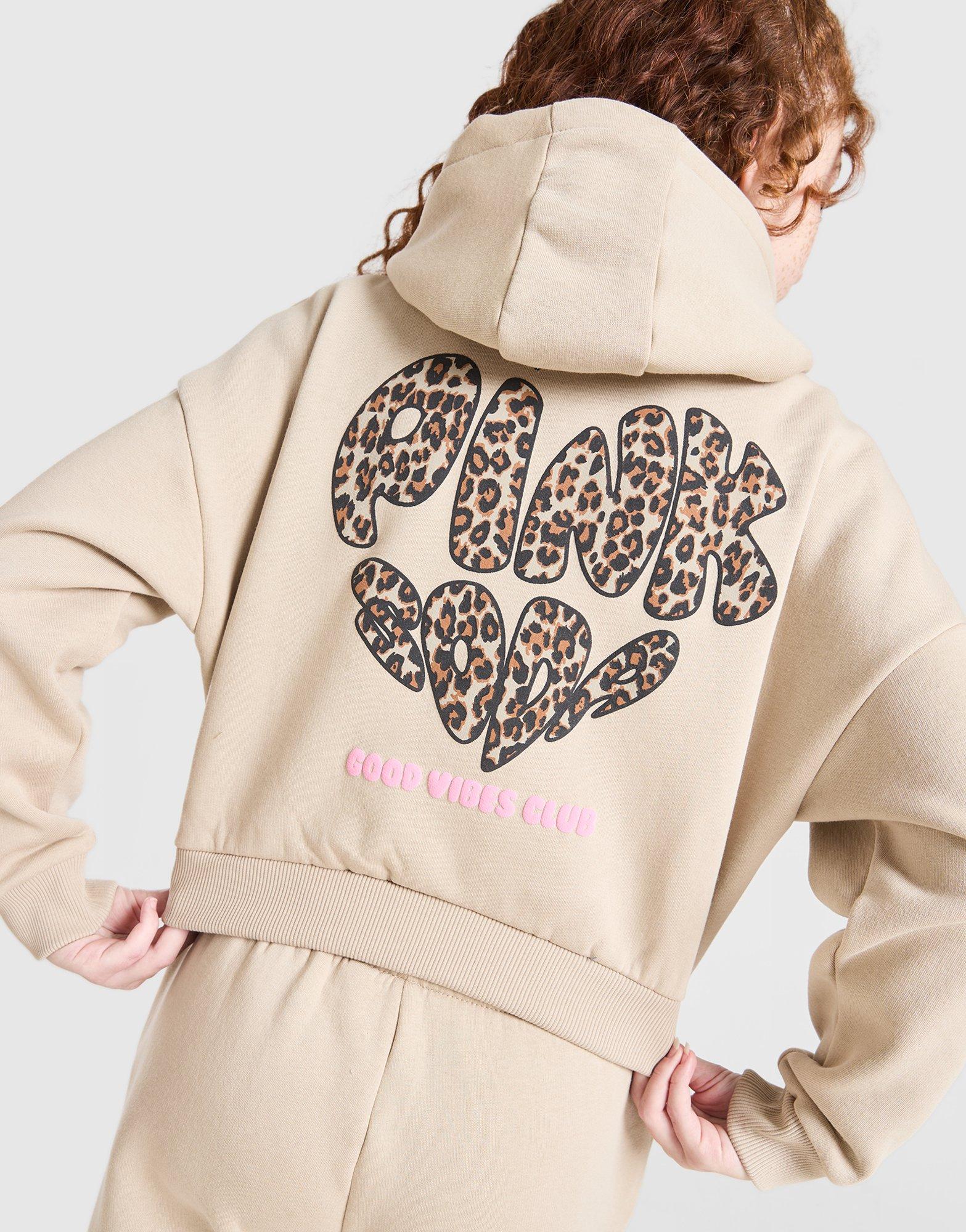 Pink Soda Sport Girls' Leopard Crop Hoodie Junior