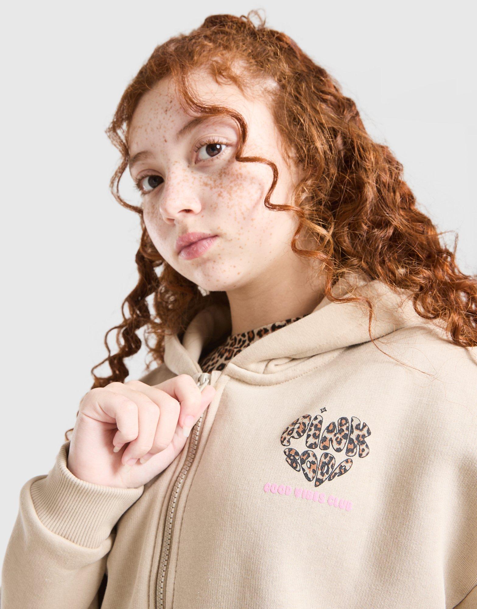 Pink Soda Sport Girls' Leopard Crop Hoodie Junior