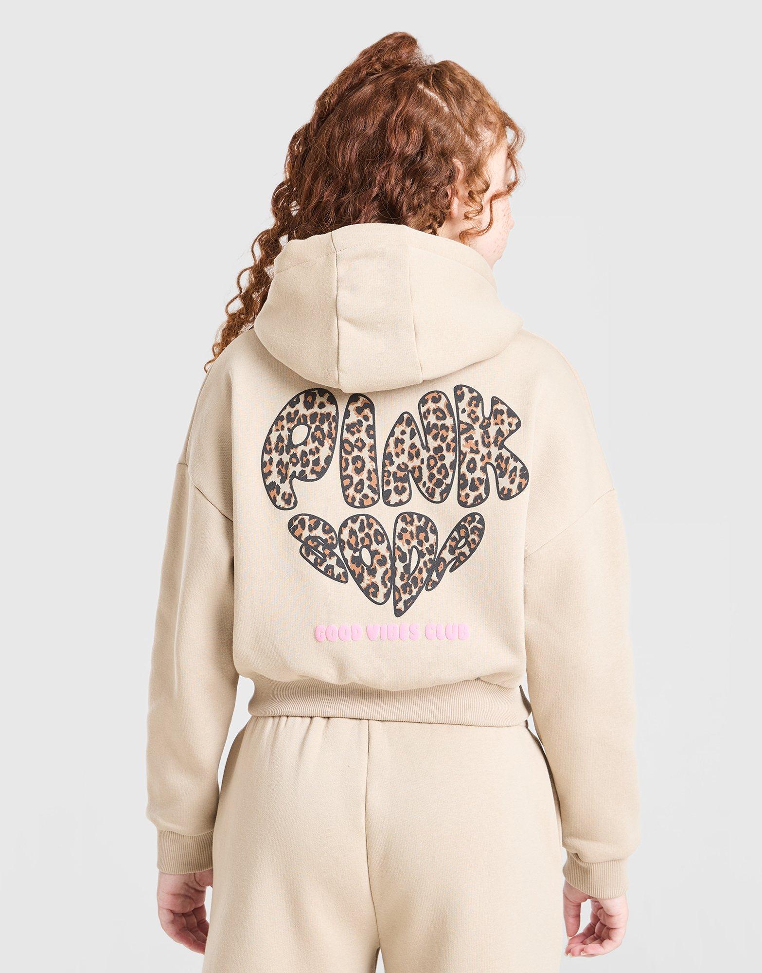 Pink Soda Sport Girls' Leopard Crop Hoodie Junior