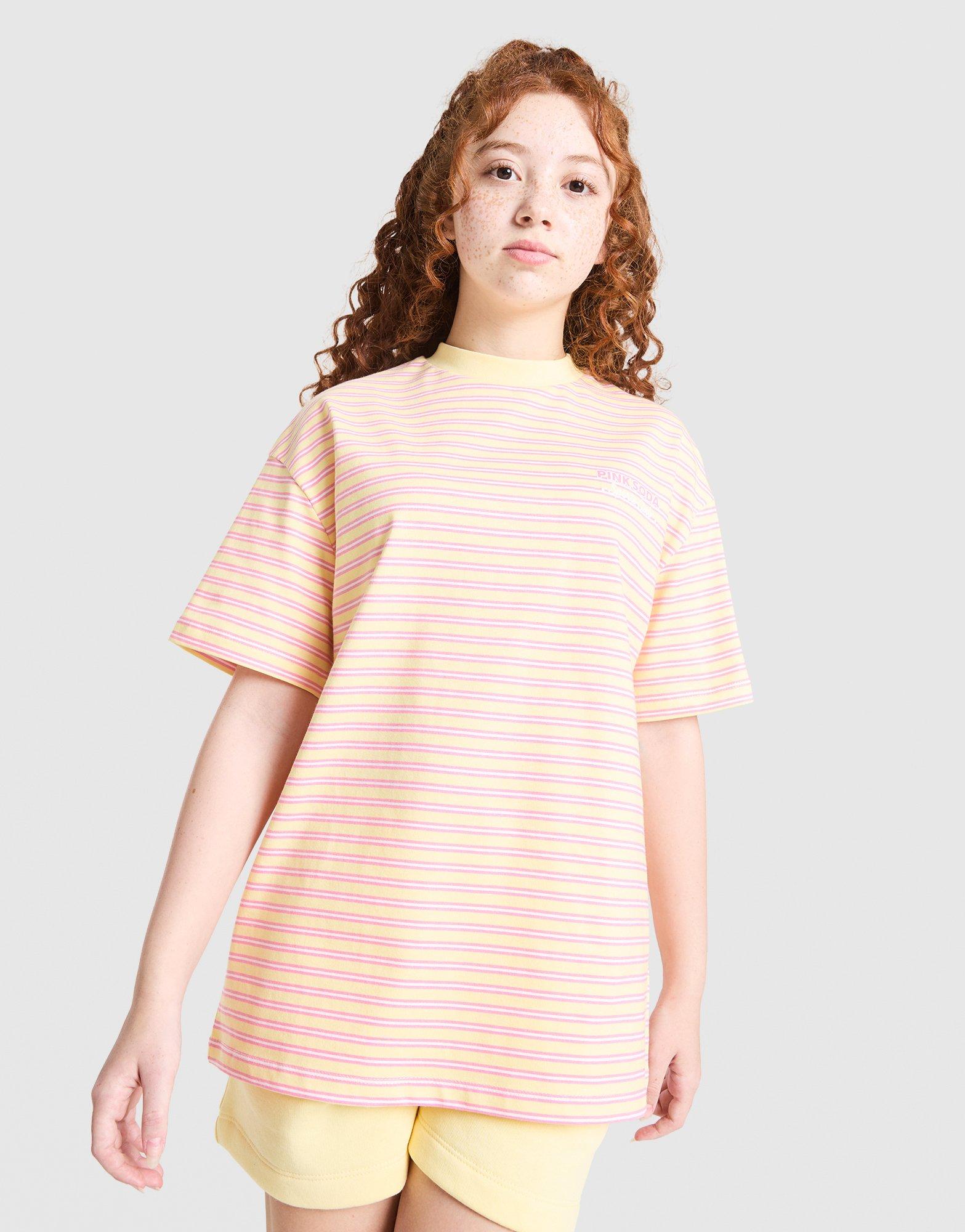 Pink Soda Sport Girls' Stripe Overszied T-Shirt Junior