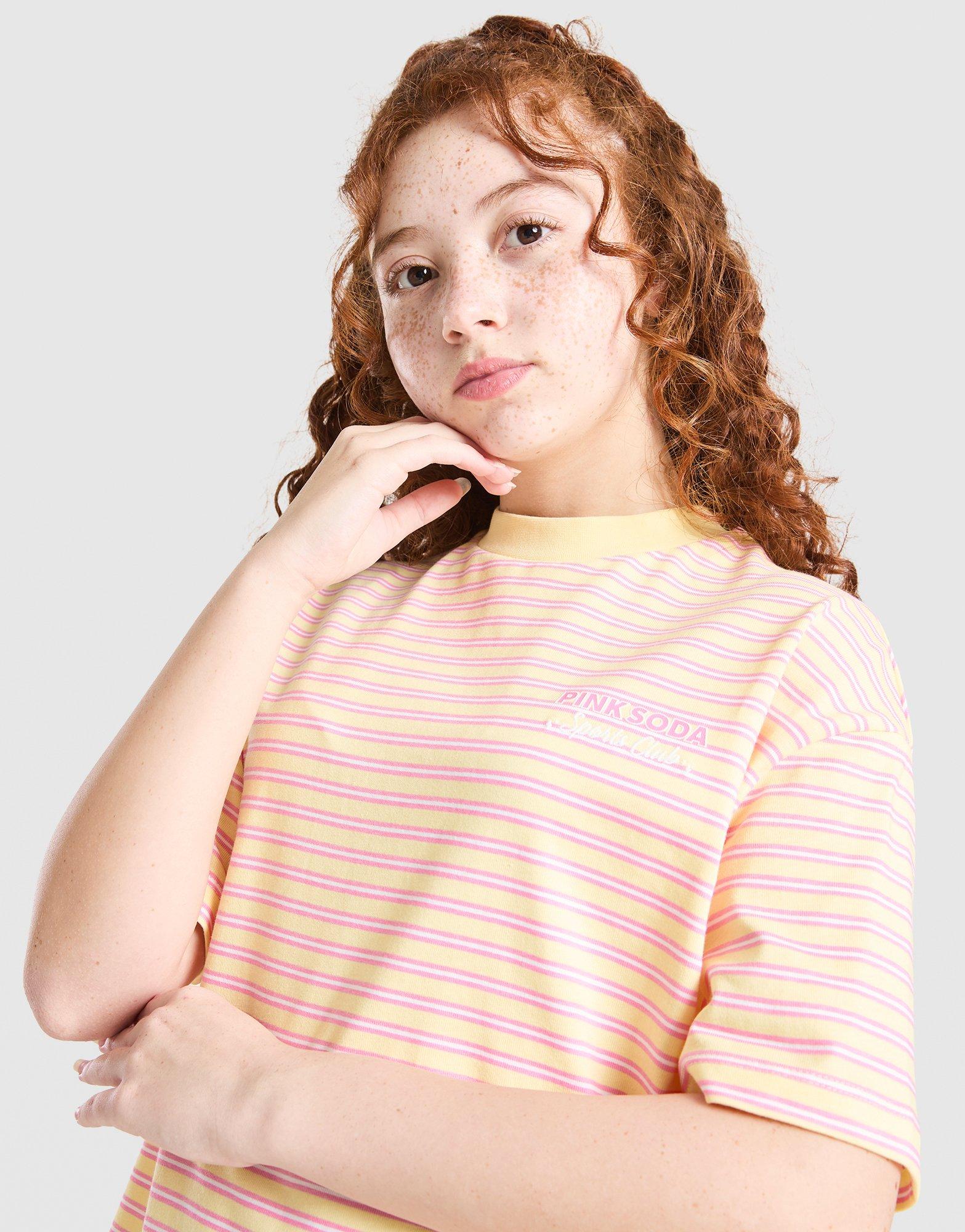 Pink Soda Sport Girls' Stripe Overszied T-Shirt Junior