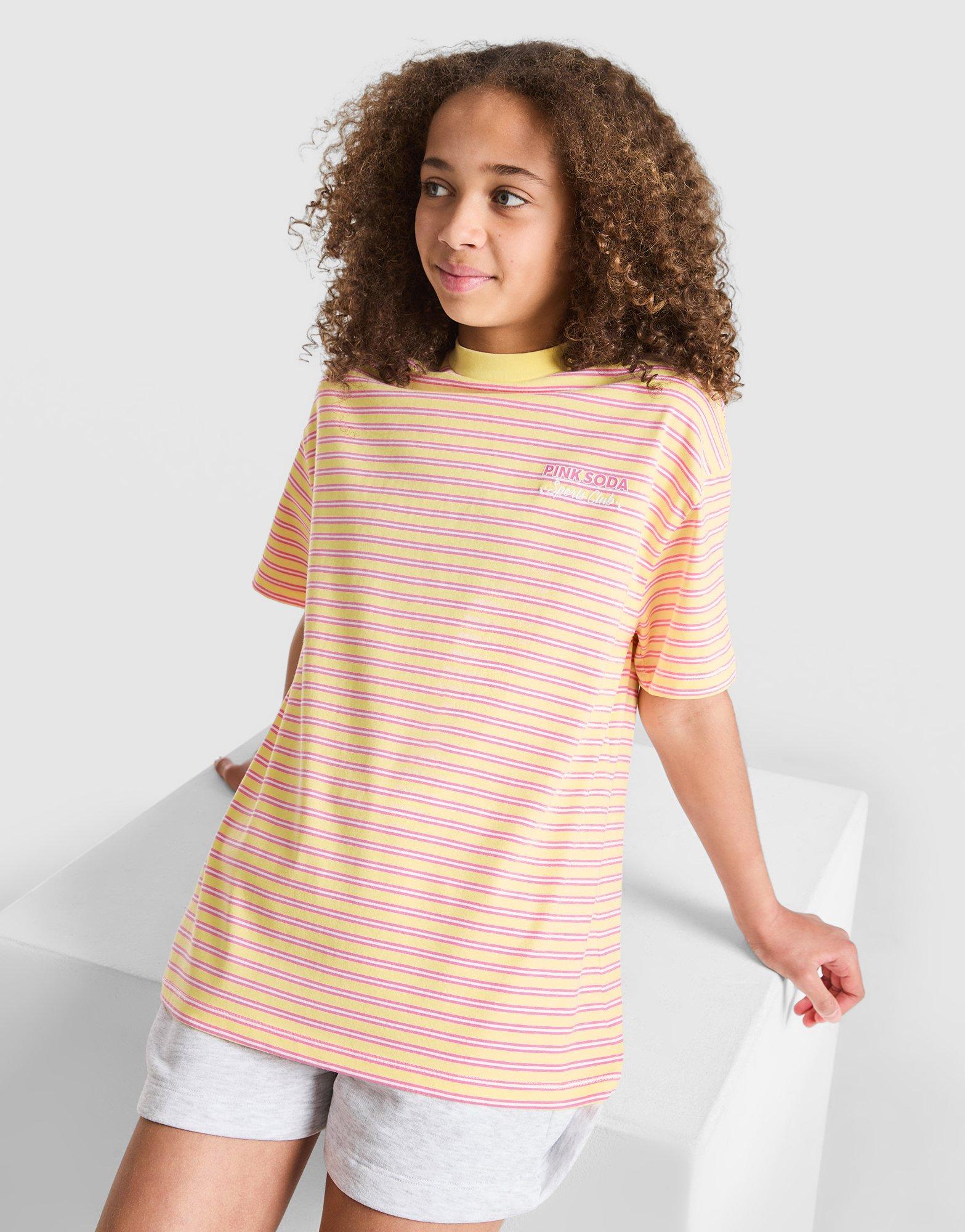 Pink Soda Sport Girls' Stripe Oversized T-Shirt Junior