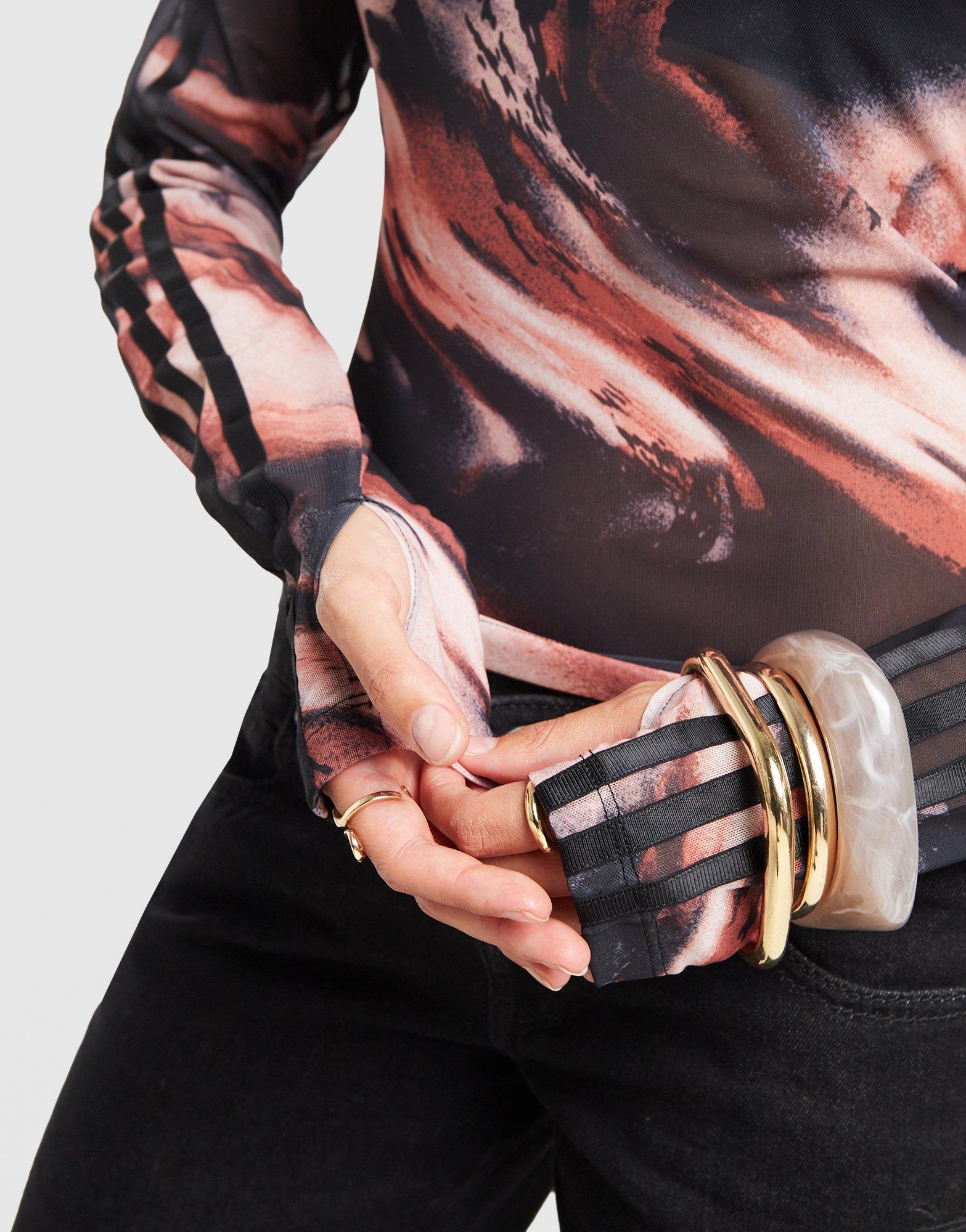 adidas Originals Long Sleeve Mesh Marble All Over Print T-Shirt