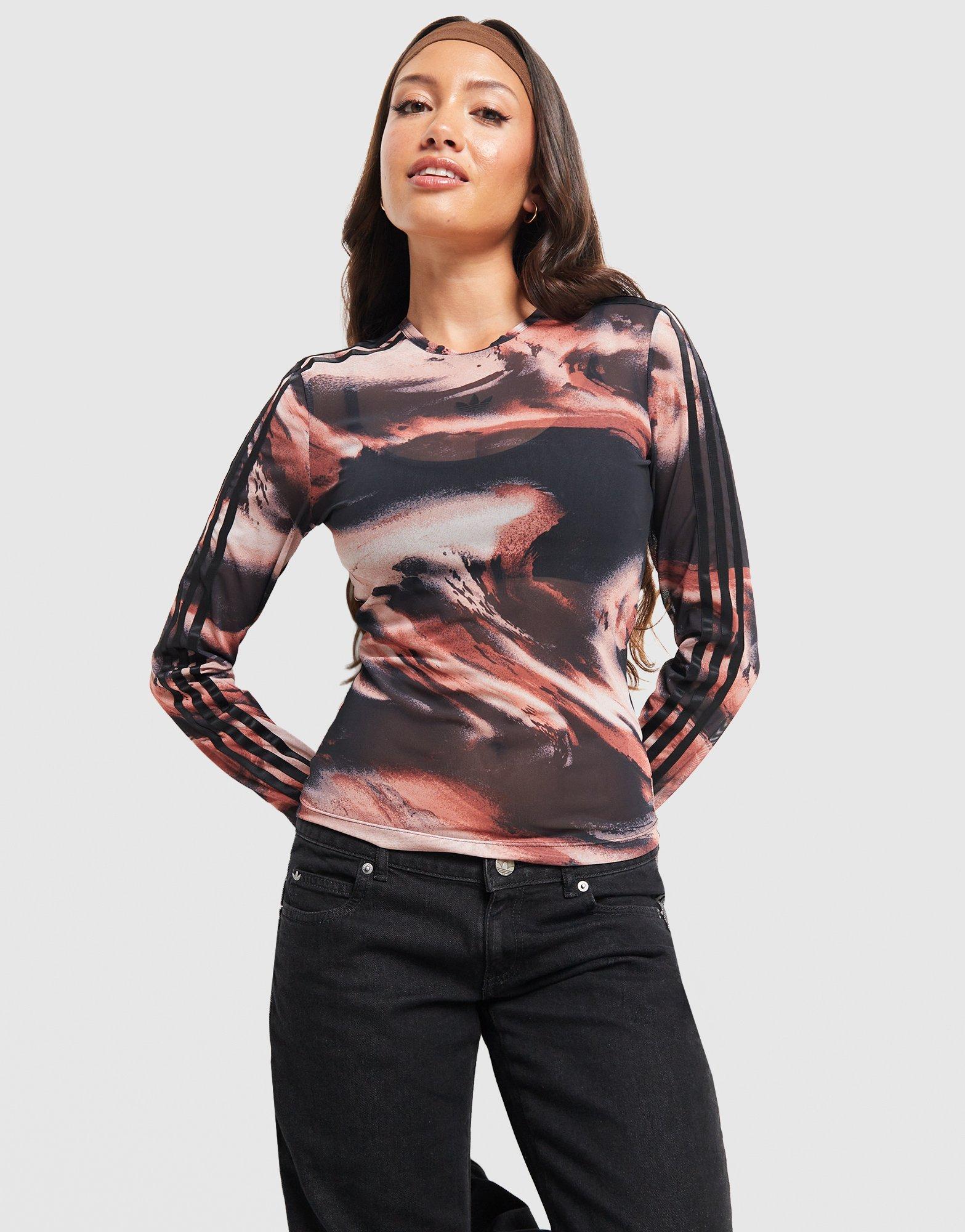 adidas Originals Long Sleeve Mesh Marble All Over Print T-Shirt