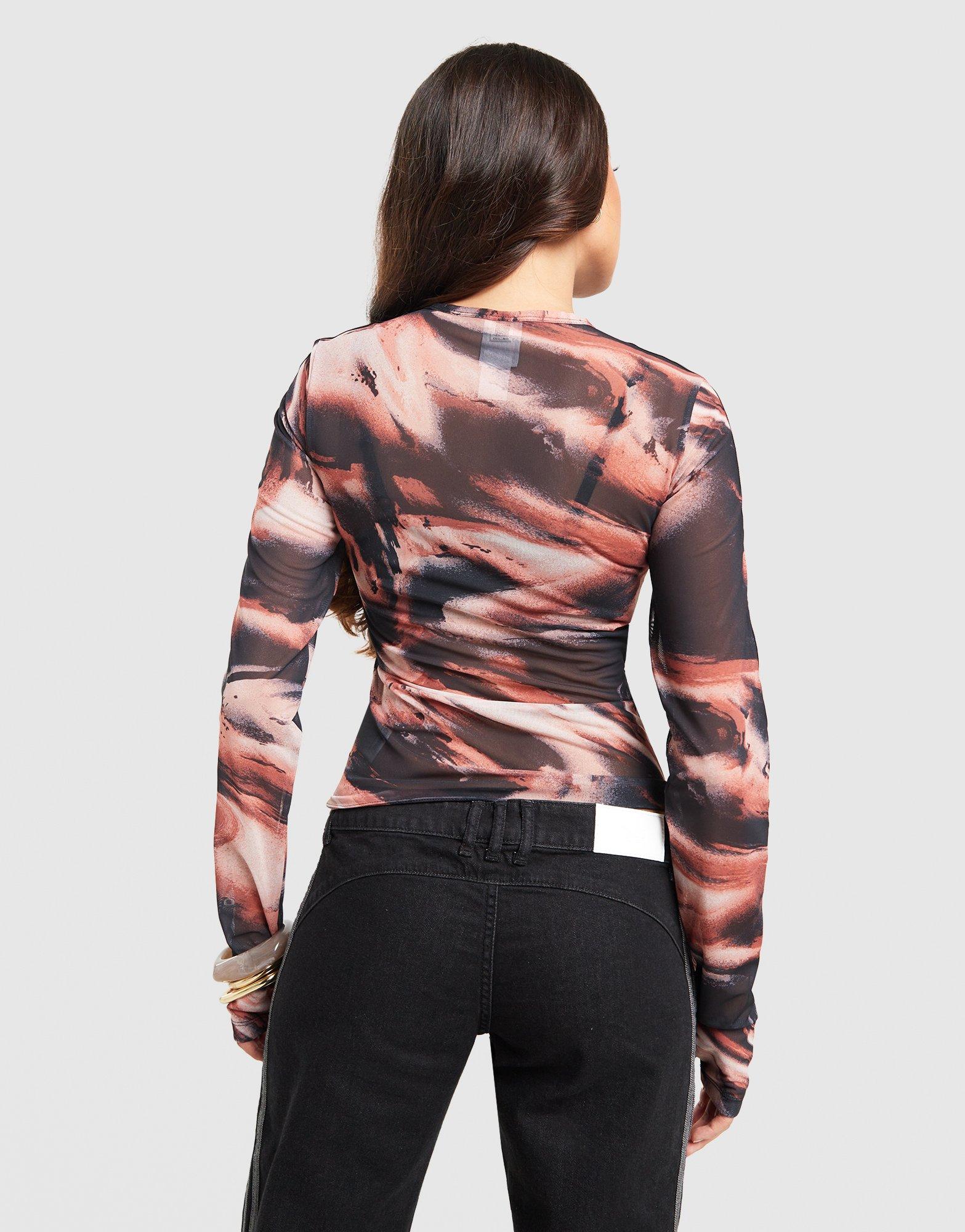 adidas Originals Long Sleeve Mesh Marble All Over Print T-Shirt