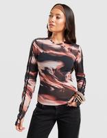 adidas Originals Long Sleeve Mesh Marble All Over Print T-Shirt