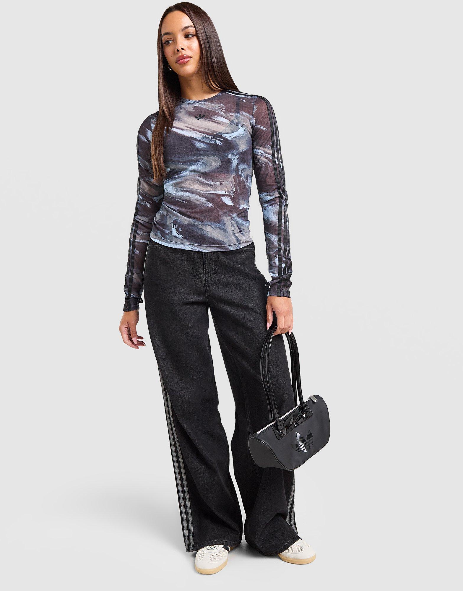 adidas Originals Long Sleeve Mesh Marble All Over Print T-Shirt