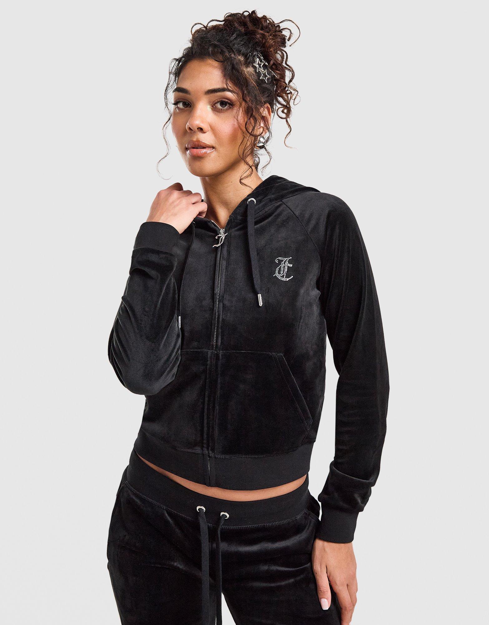 JUICY COUTURE Diamante JC Logo Full Zip Hoodie