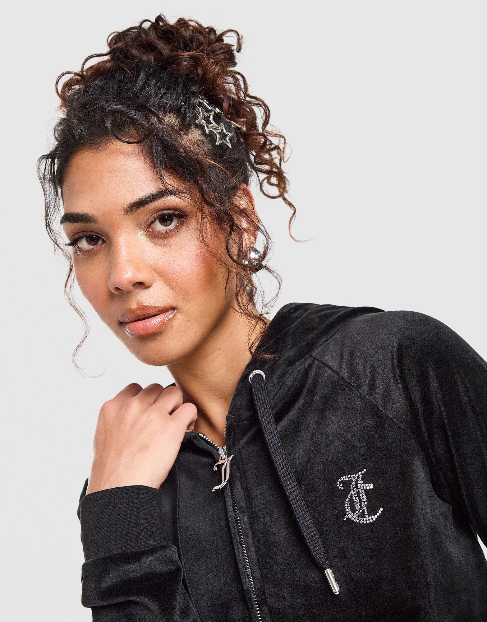 JUICY COUTURE Diamante JC Logo Full Zip Hoodie