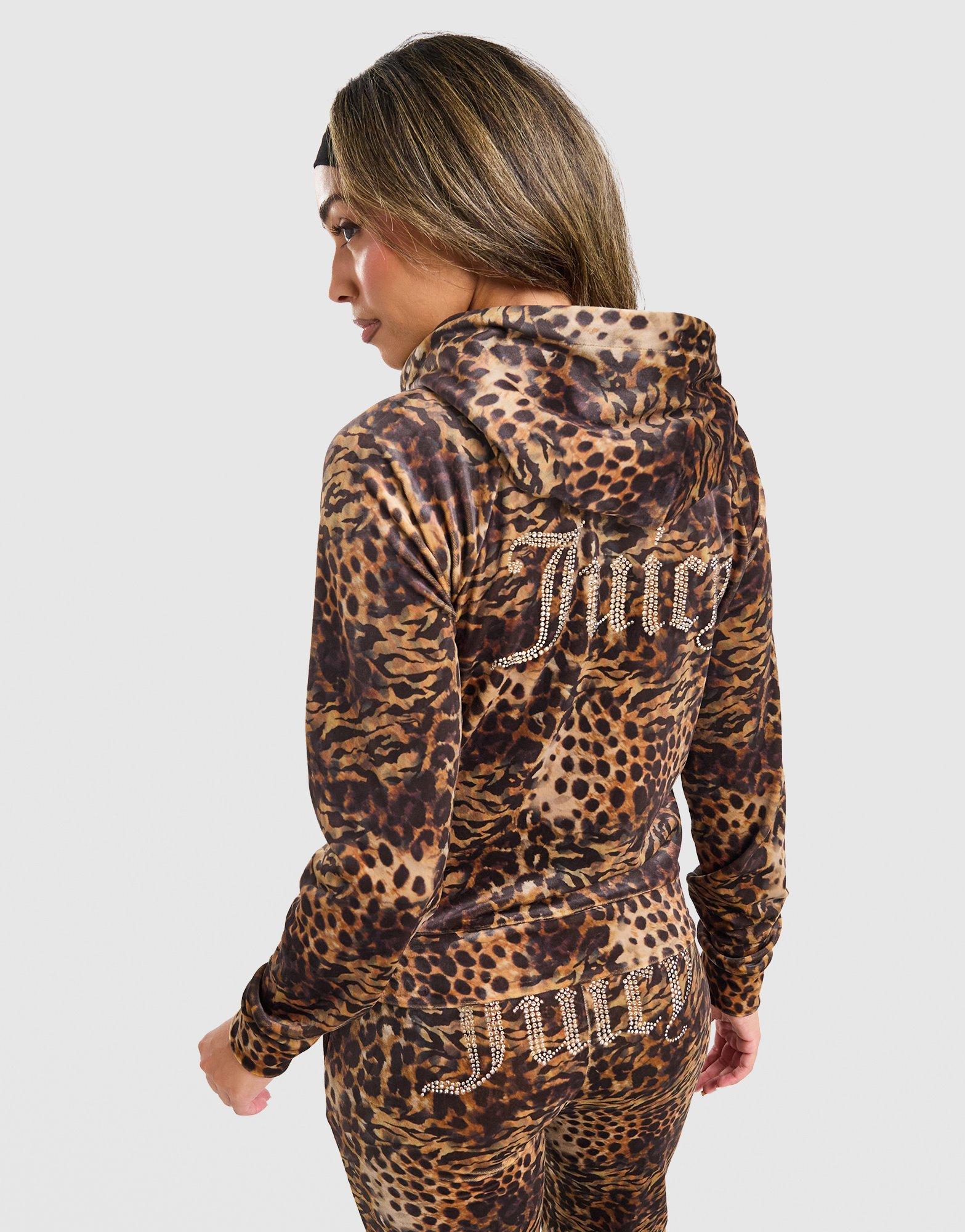 JUICY COUTURE Diamante Leopard Full Zip Hoodie