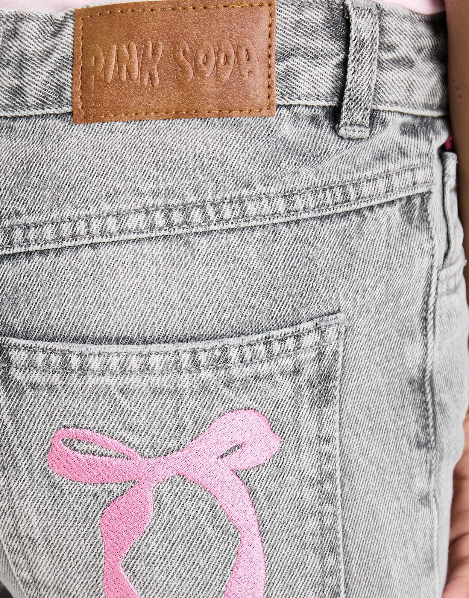 Pink Soda Sport Girls' Satin Bow Jeans Junior