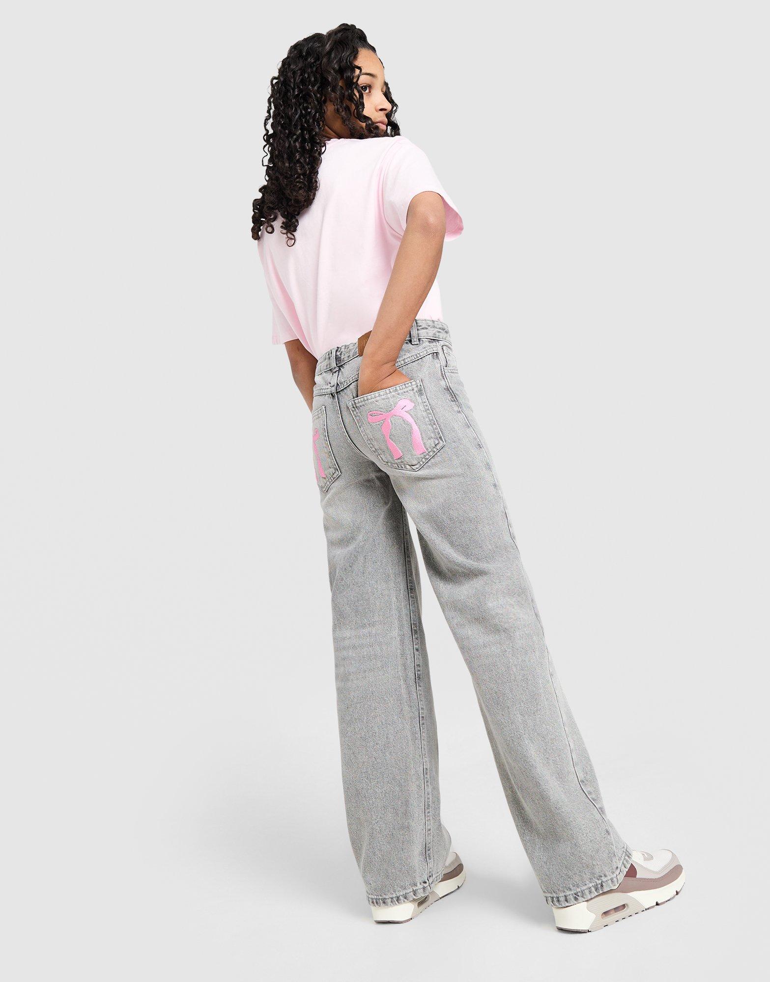 Pink Soda Sport Girls' Satin Bow Jeans Junior
