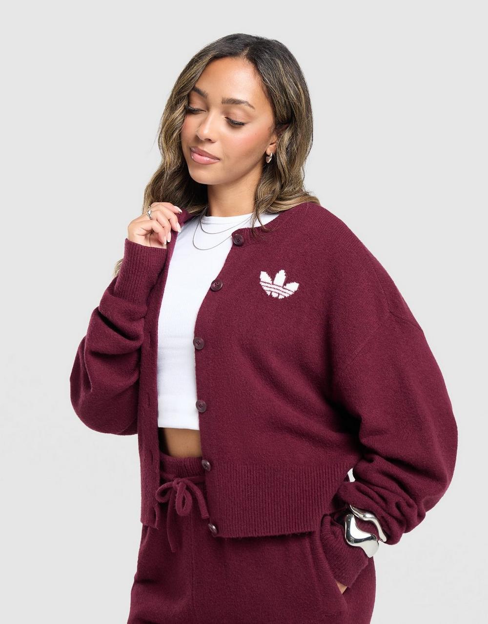 adidas Originals Trefoil Knit Cardigan (vișiniu)