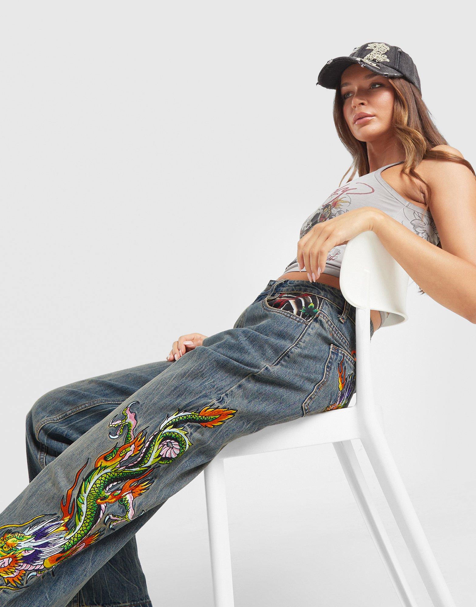 Ed Hardy Chinese Dragon Denim Jeans