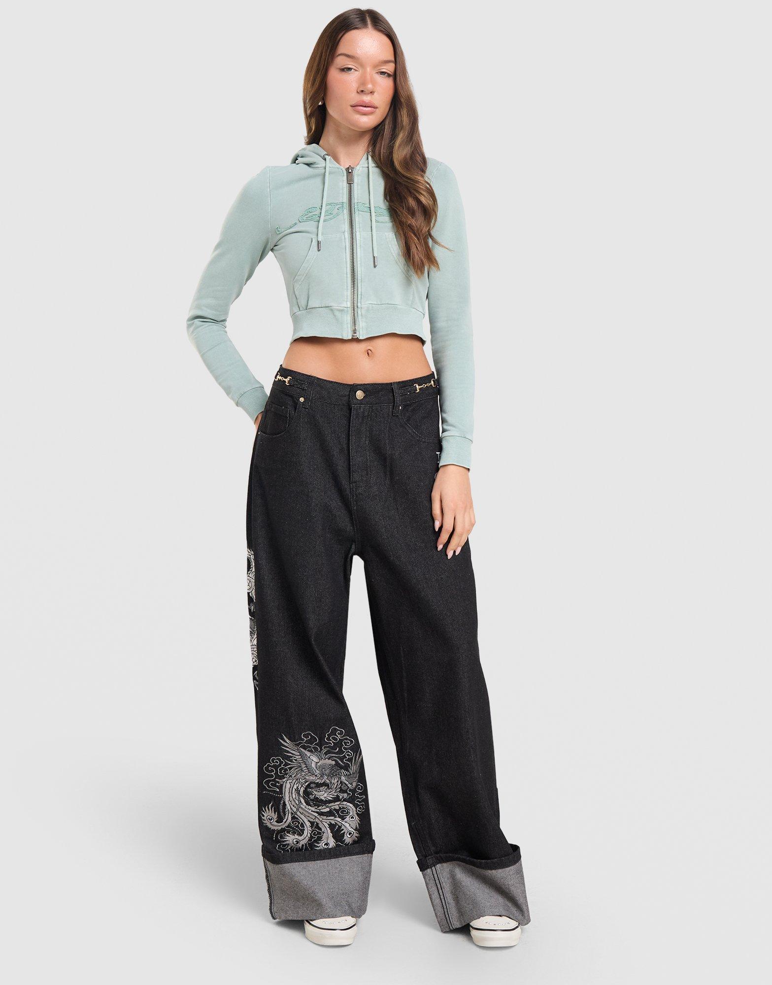 Ed Hardy Dragon Turn Up Jeans