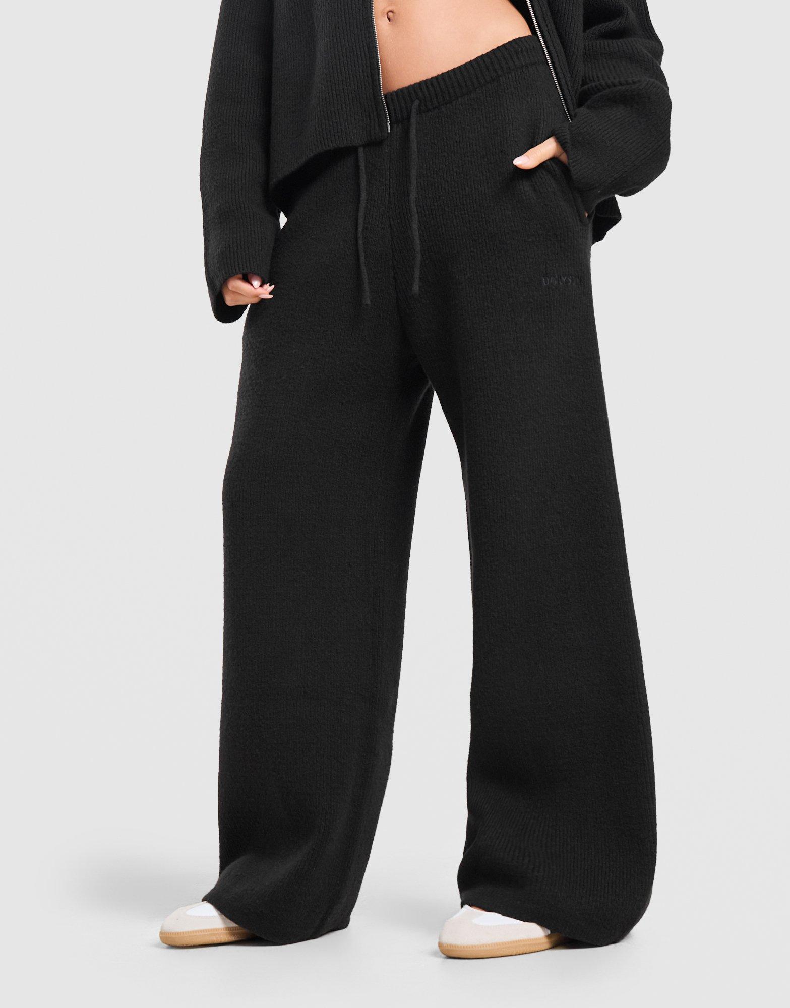 DAILYSZN Snug Knit Wide Leg Joggers