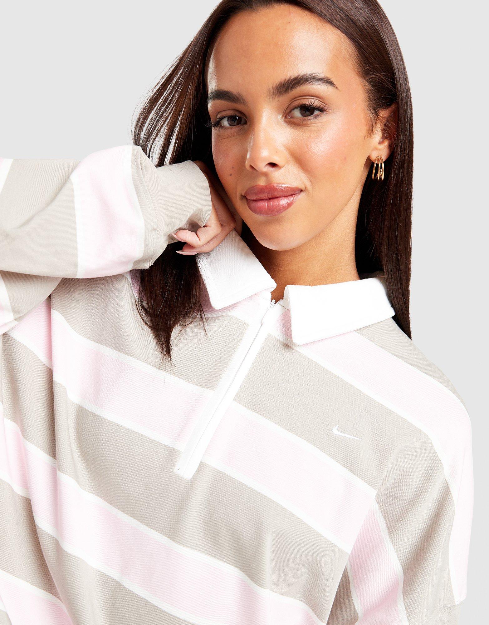 Nike Cropped Stripe Rugby Polo Shirt