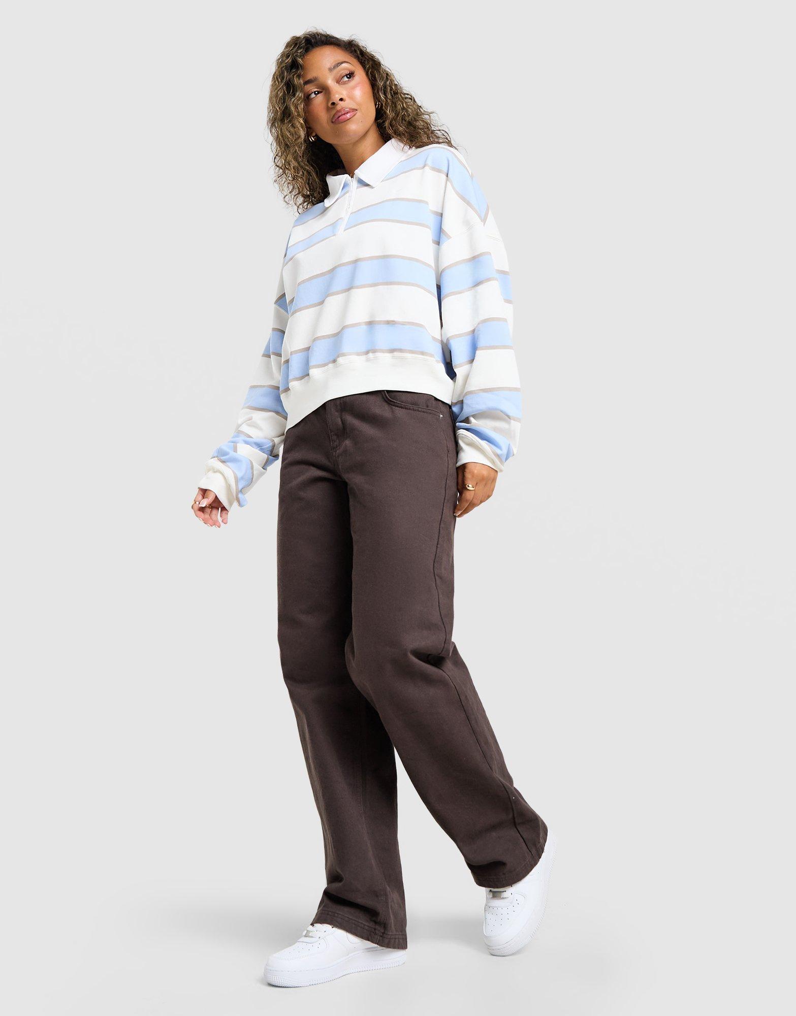 Nike Cropped Stripe Rugby Polo Shirt