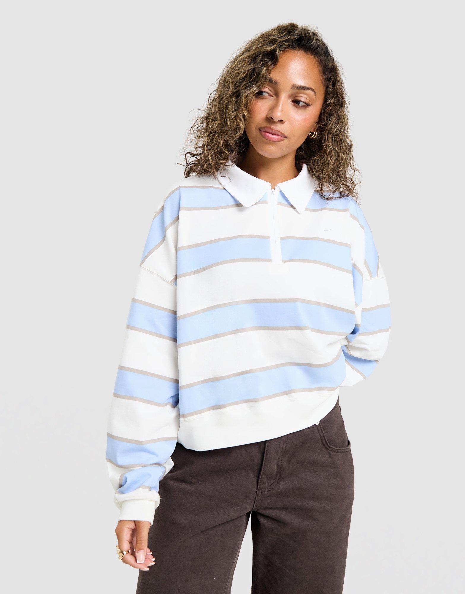 Nike Cropped Stripe Rugby Polo Shirt