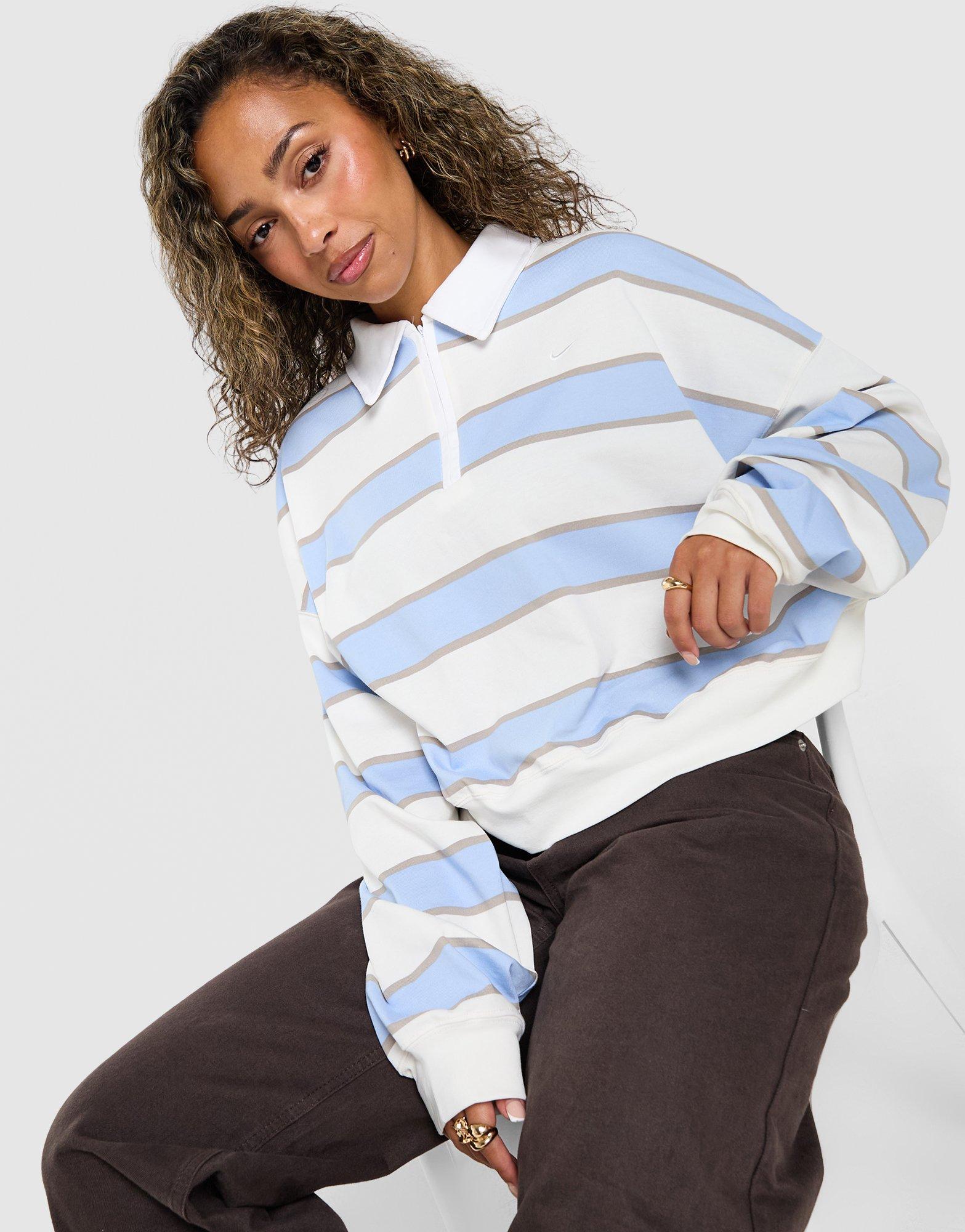 Nike Cropped Stripe Rugby Polo Shirt