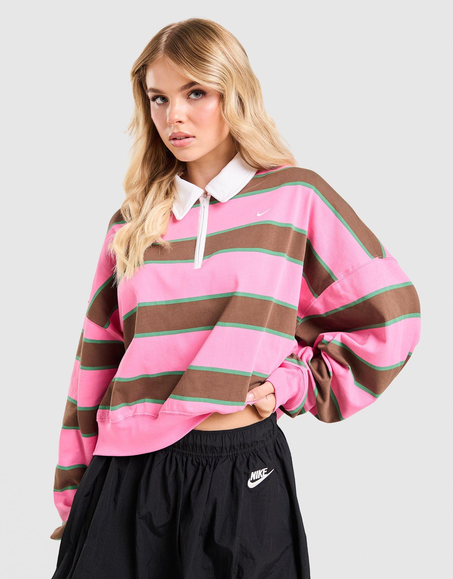 Nike Cropped Stripe Rugby Polo Shirt