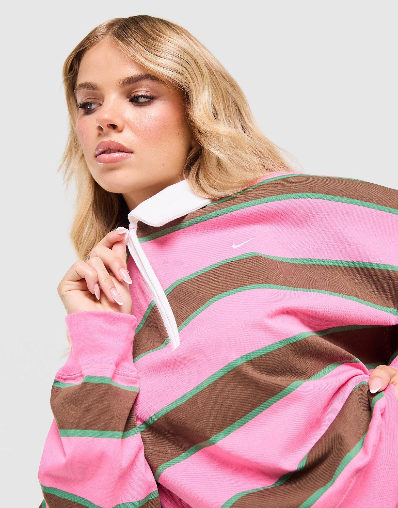 Nike Cropped Stripe Rugby Polo Shirt