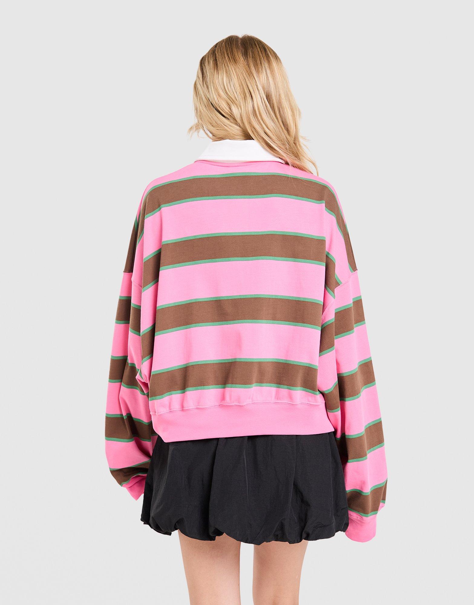 Nike Cropped Stripe Rugby Polo Shirt