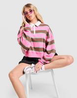 Nike Cropped Stripe Rugby Polo Shirt