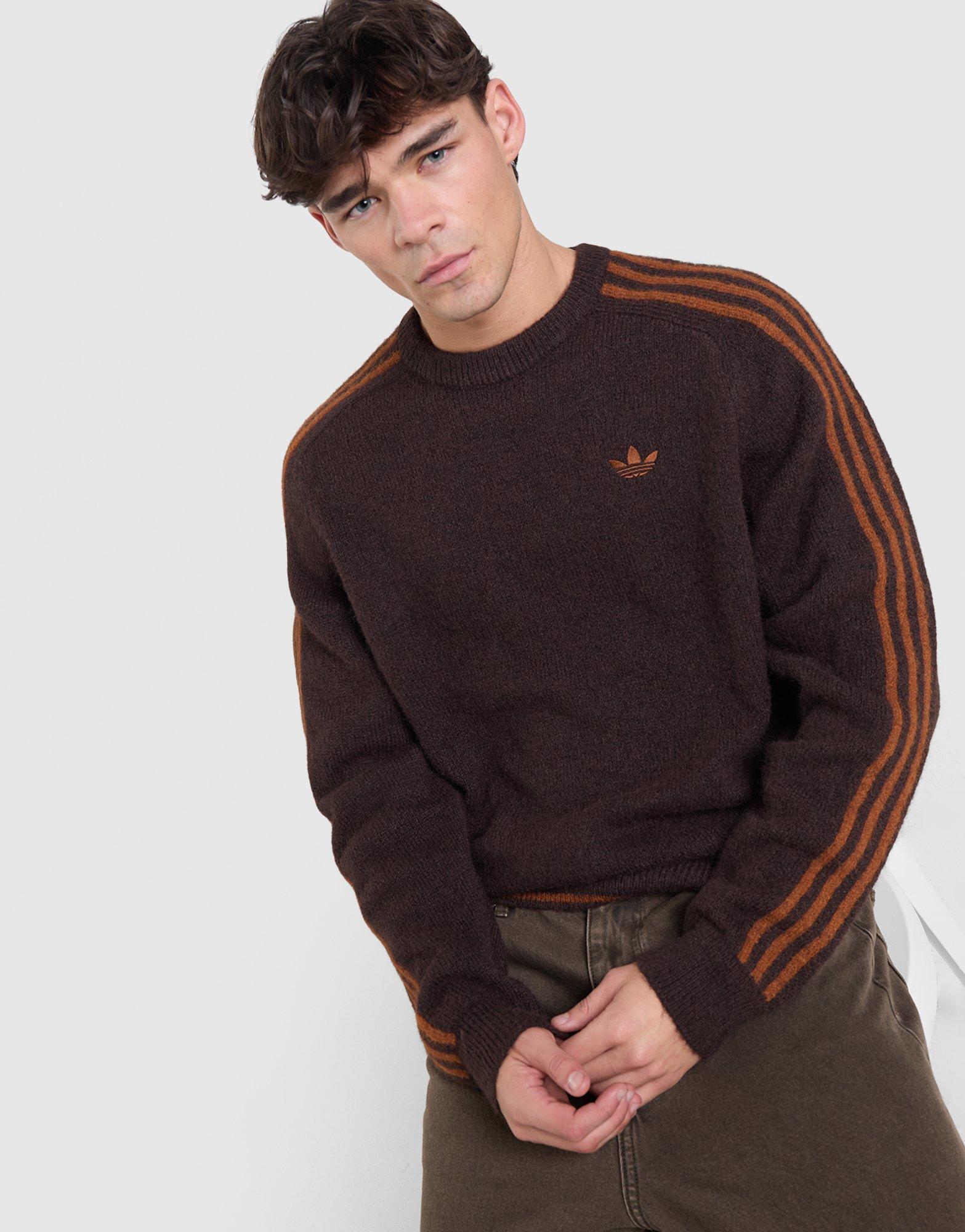 adidas Originals 3-Stripes Knit Crew Sweatshirt