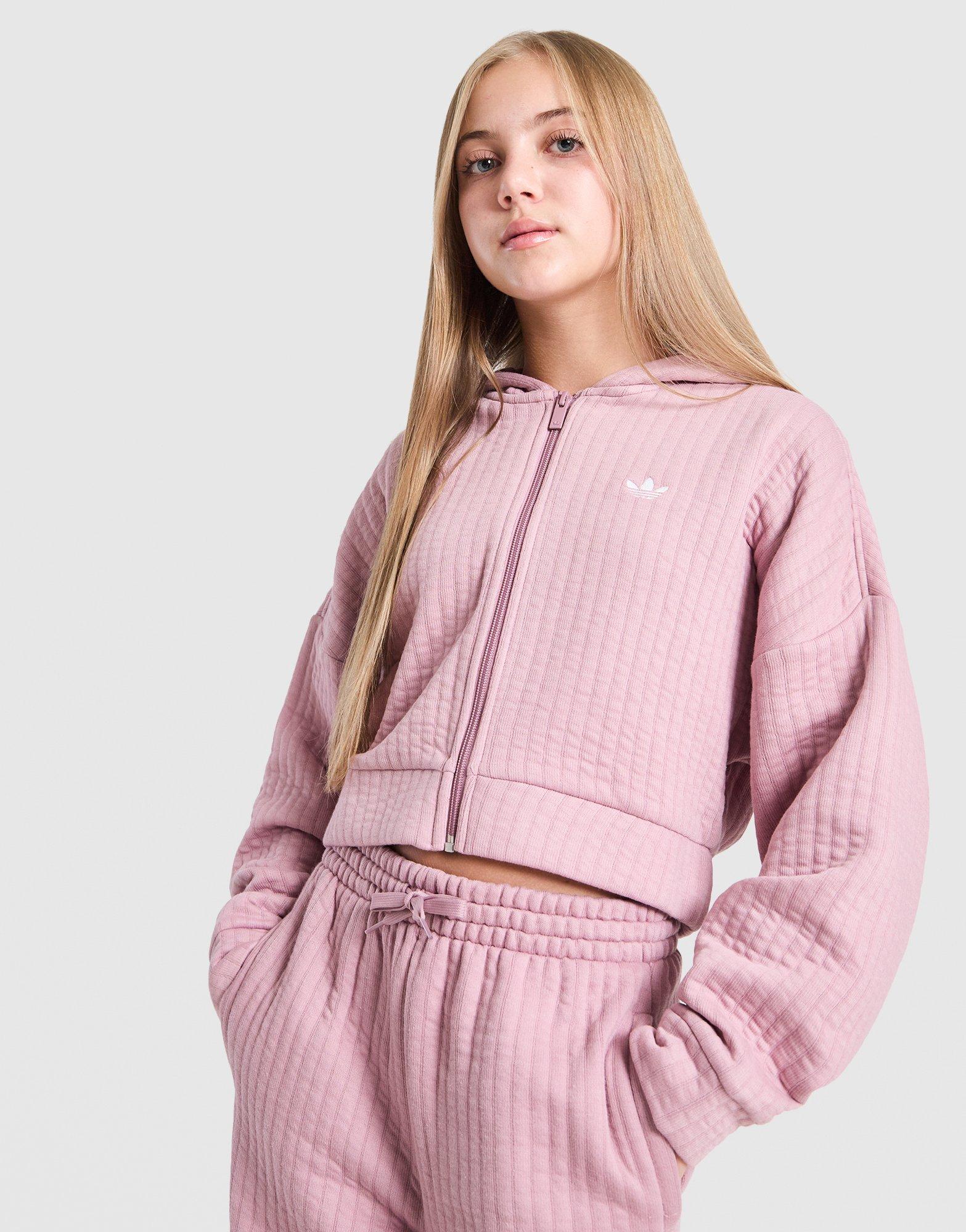 adidas Originals Girls' Ribbed Full Zip Hoodie Junior