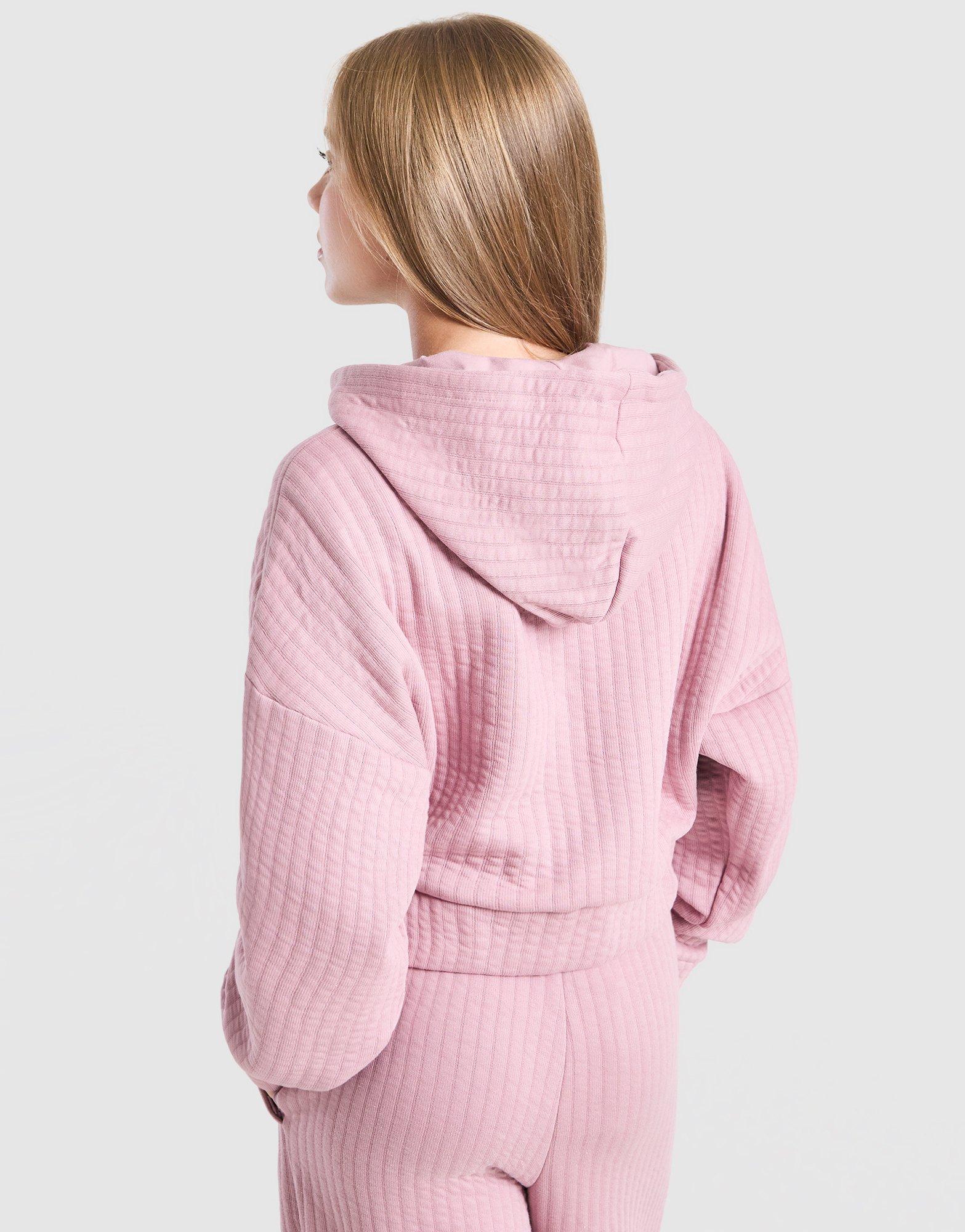 adidas Originals Girls' Ribbed Full Zip Hoodie Junior