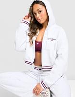 New Balance Felpa con Cappuccio Cropped Full Zip Ribbed