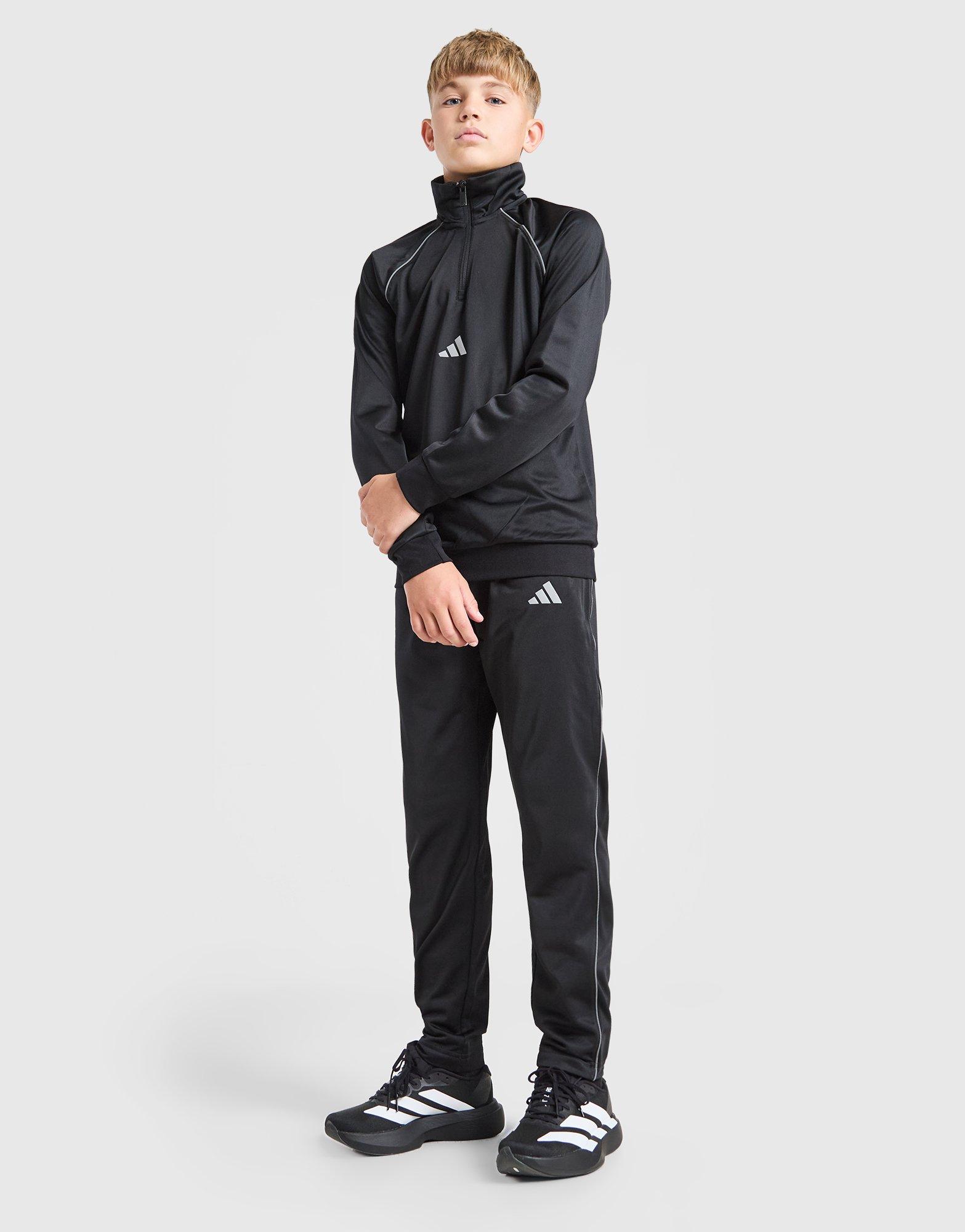 adidas Poly Pipe 1/4 Zip Tracksuit Junior