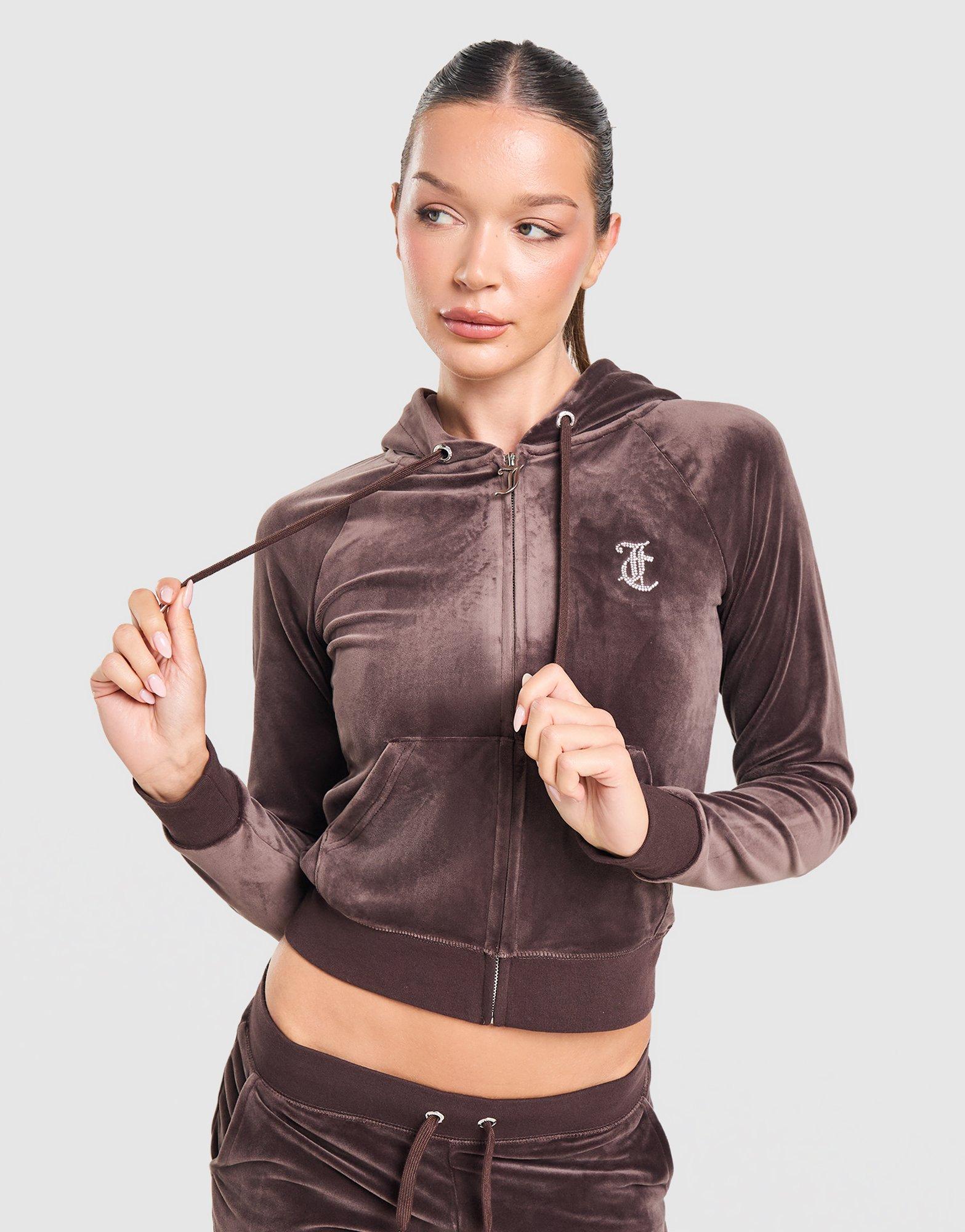 JUICY COUTURE Diamante JC Logo Full-Zip Hoodie