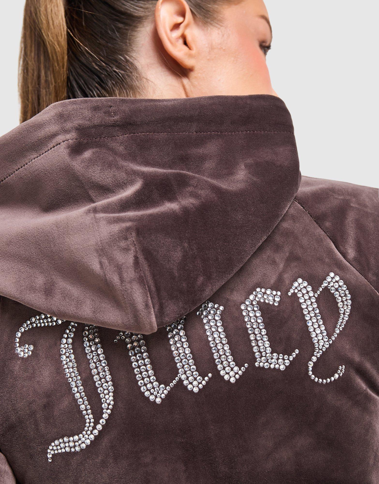 JUICY COUTURE Diamante JC Logo Full-Zip Hoodie