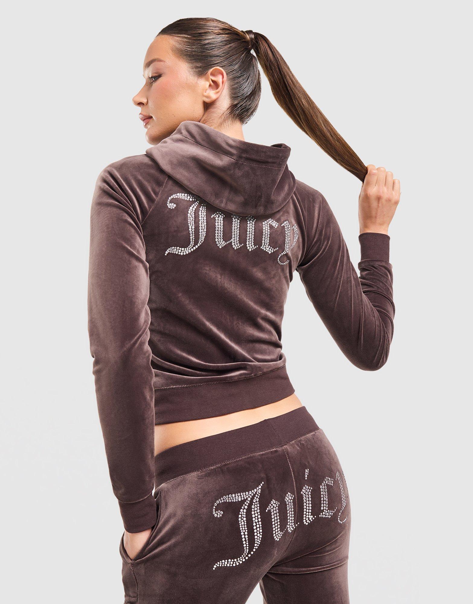 JUICY COUTURE Diamante JC Logo Full Zip Hoodie