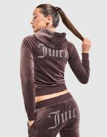 JUICY COUTURE Diamante JC Logo Full Zip Hoodie