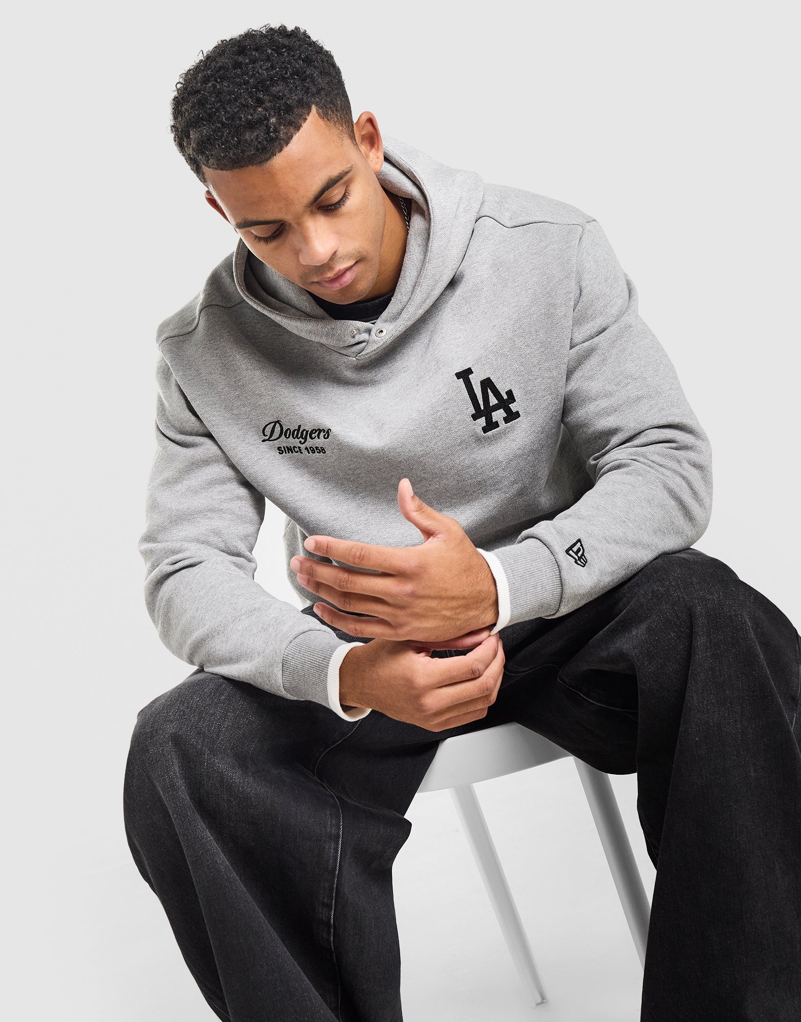 Grey New Era MLB LA Dodgers Hoodie - JD Sports Global