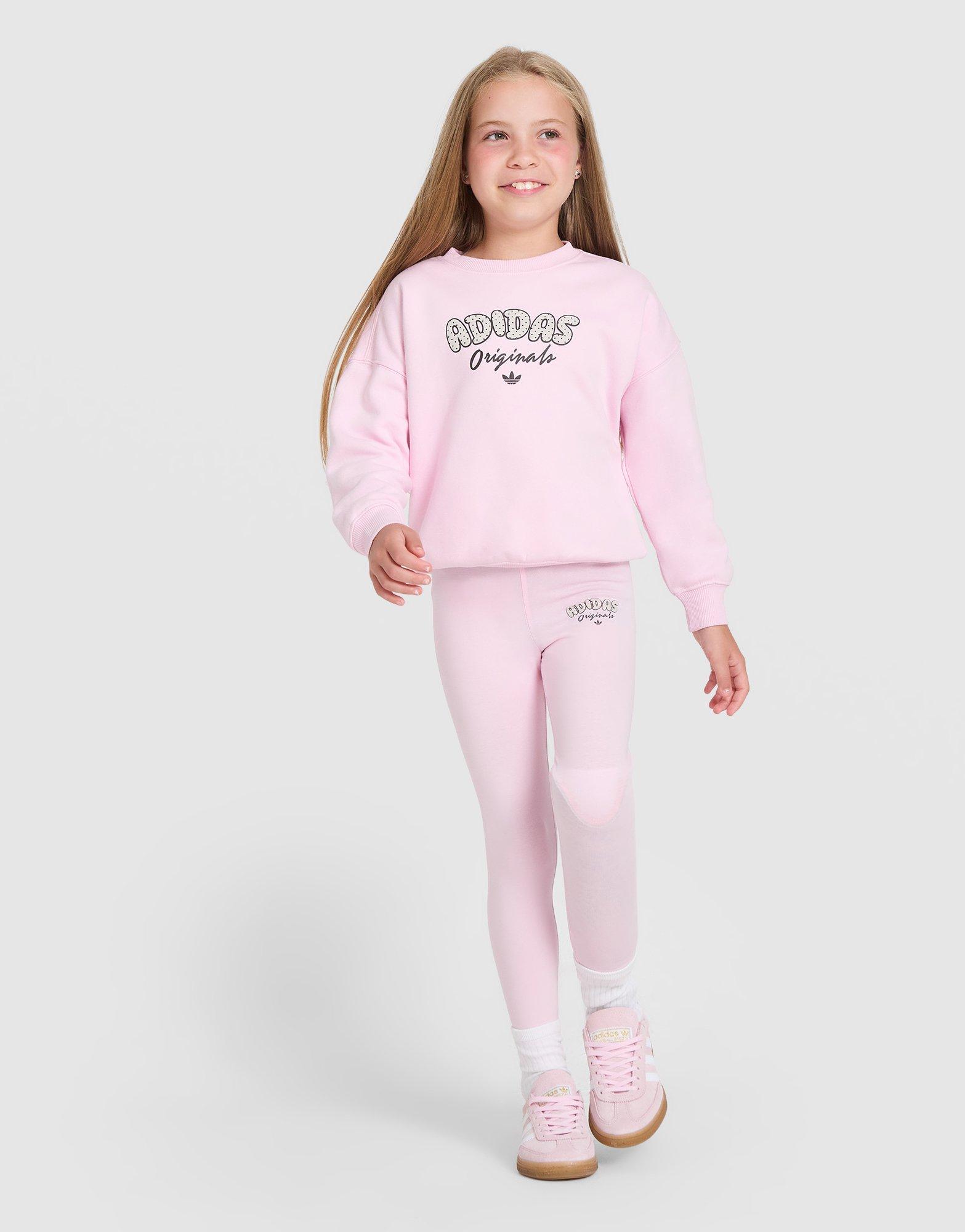 adidas Originals Girls' Polka Dot Crew/Leggings Set Children