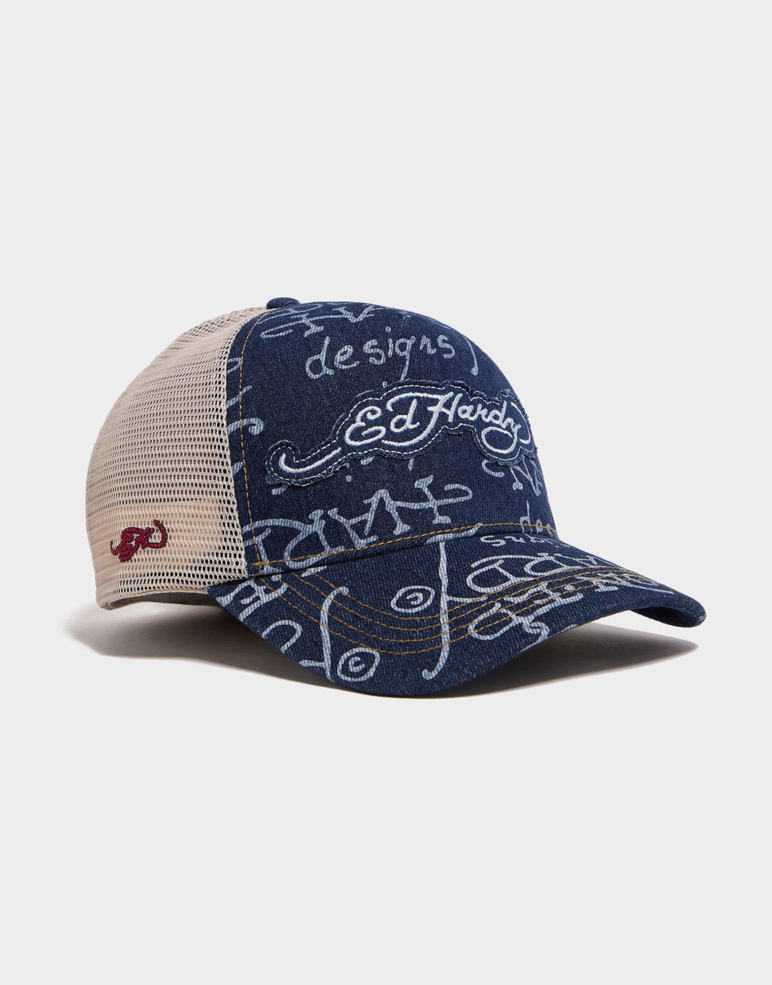 Ed Hardy Logo Denim Trucker Cap