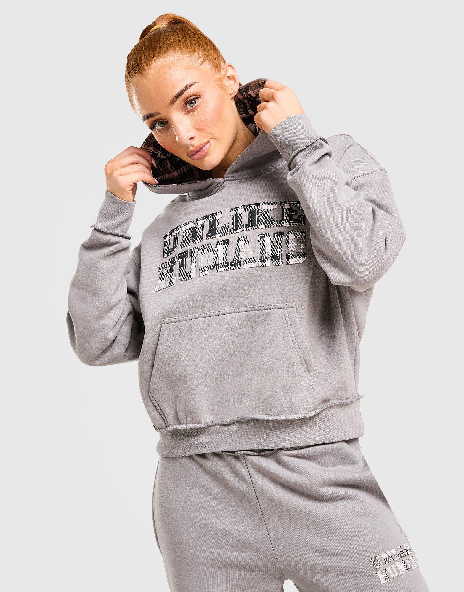 Unlike Humans Checkers Boxy Hoodie