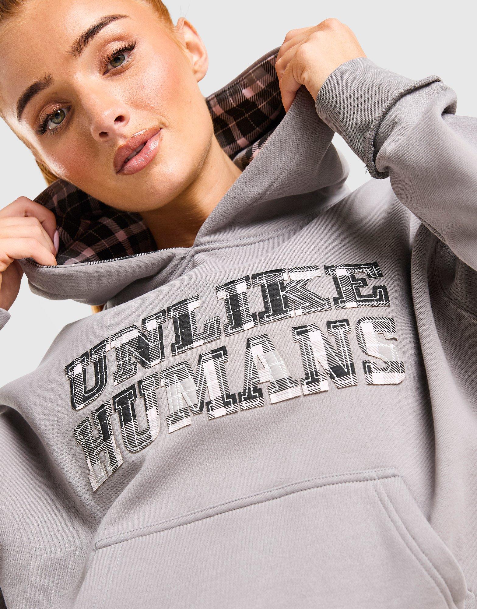 Unlike Humans Checkers Boxy Hoodie