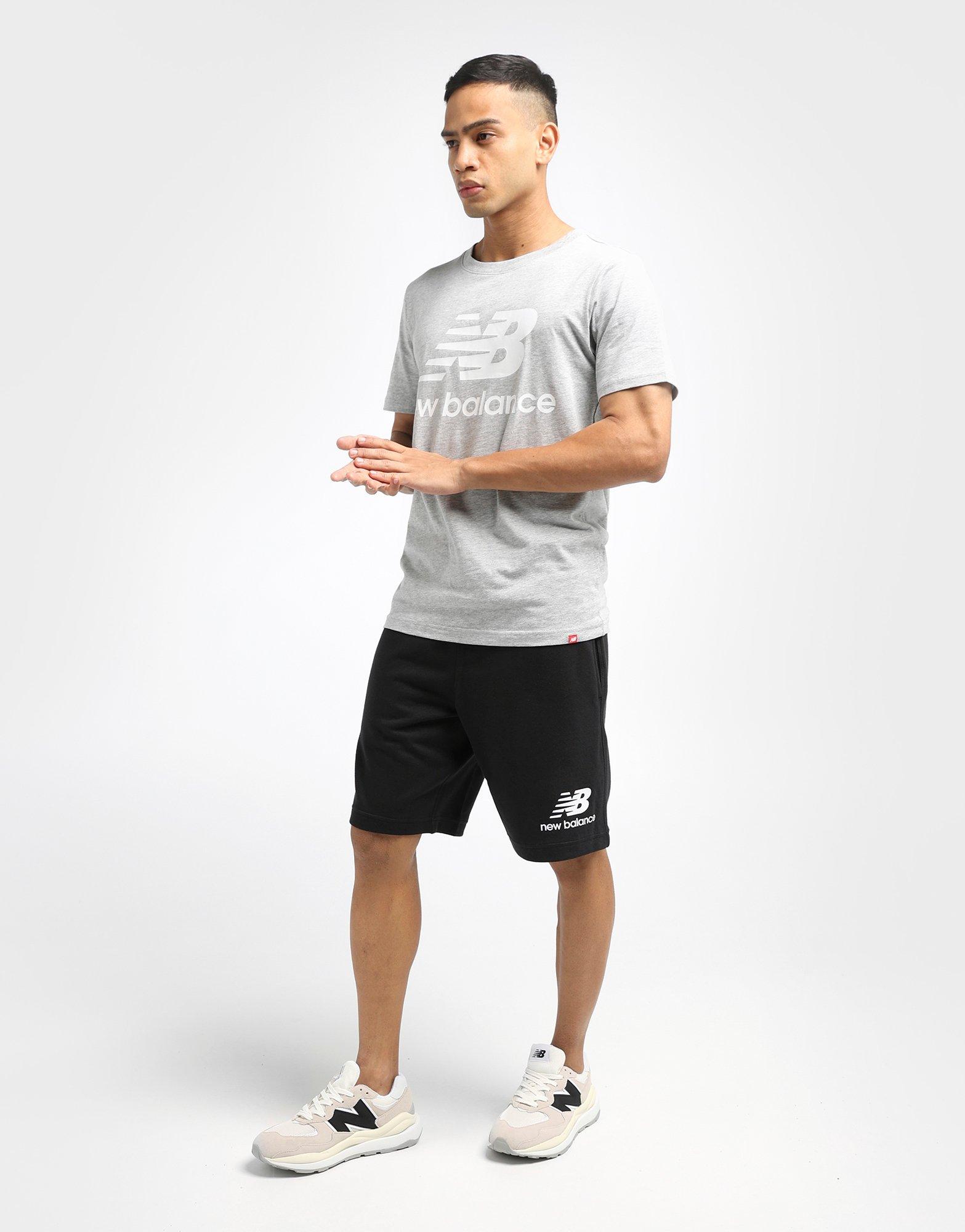 new balance stacked logo shorts